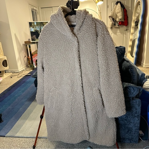 BCBGeneration Hooded Button-Front Teddy Bear Coat in Tan - Picture 2 of 12